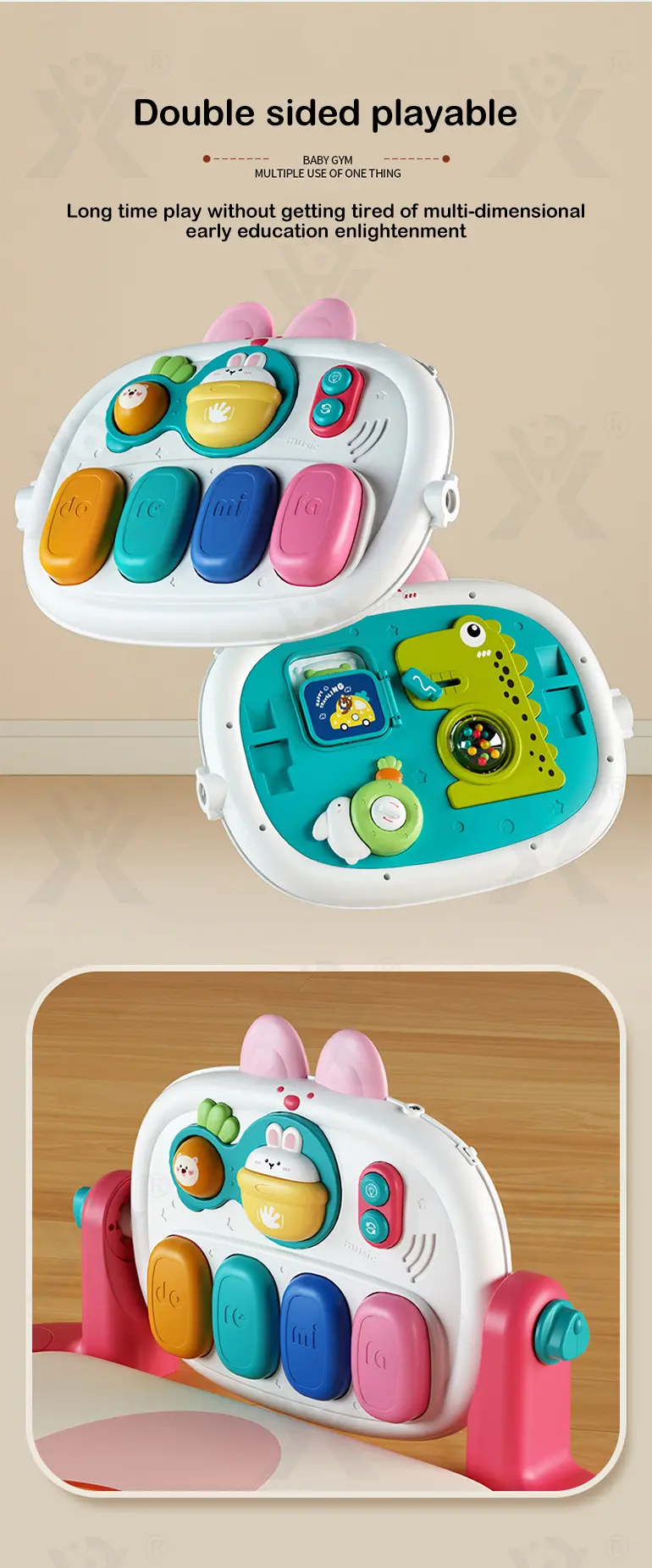 Baby Pedal Piano Play Mat, Rabbit Mat -Baby Toys Bulk Supply (TG4345906) — product detail panel 3