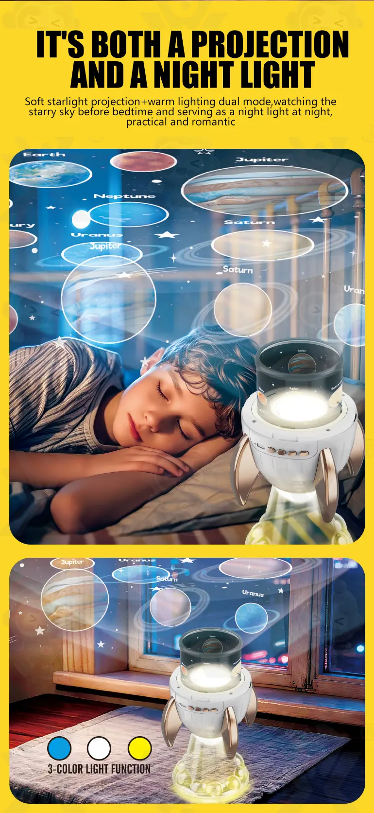 Star Projector Night Light, Space Rocket-Shaped Toy (TG5154530) — product detail panel 2