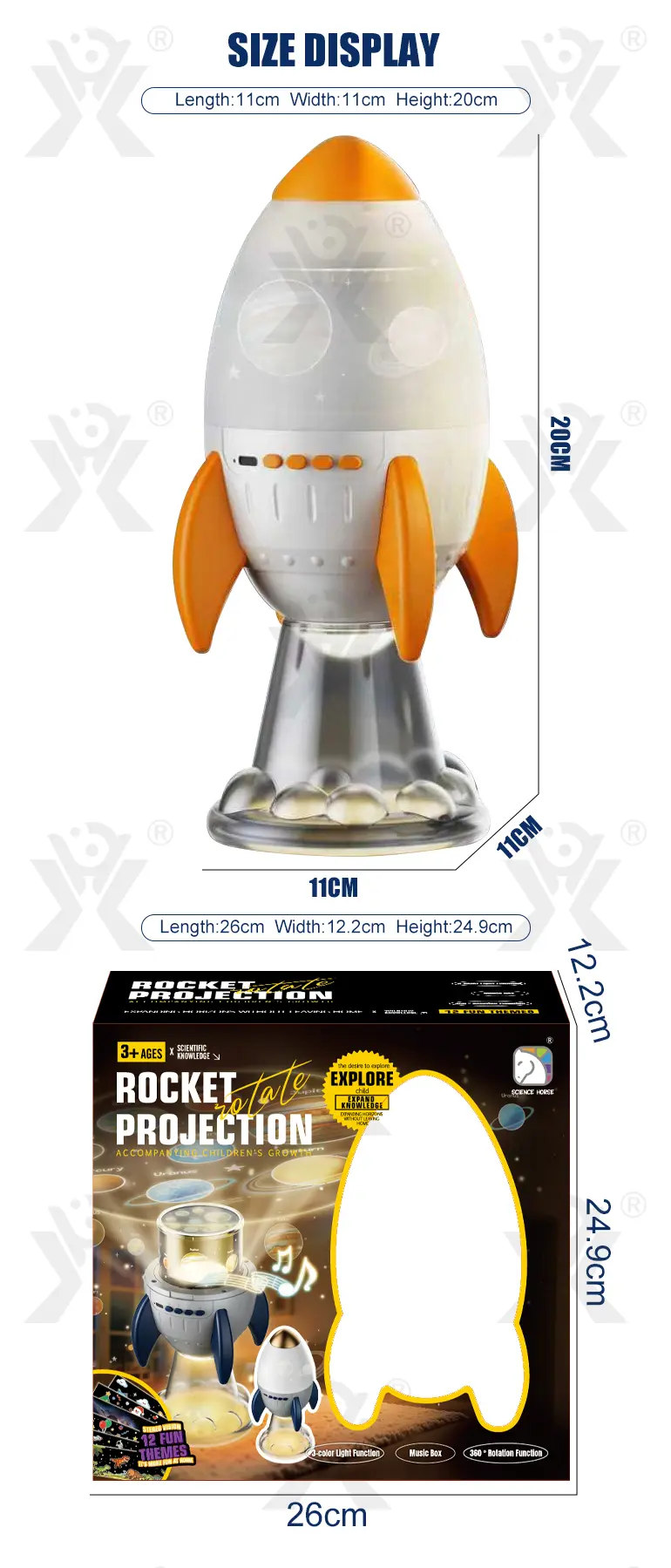 Star Projector Night Light, Space Rocket-Shaped Toy (TG5154530) — product detail panel 6