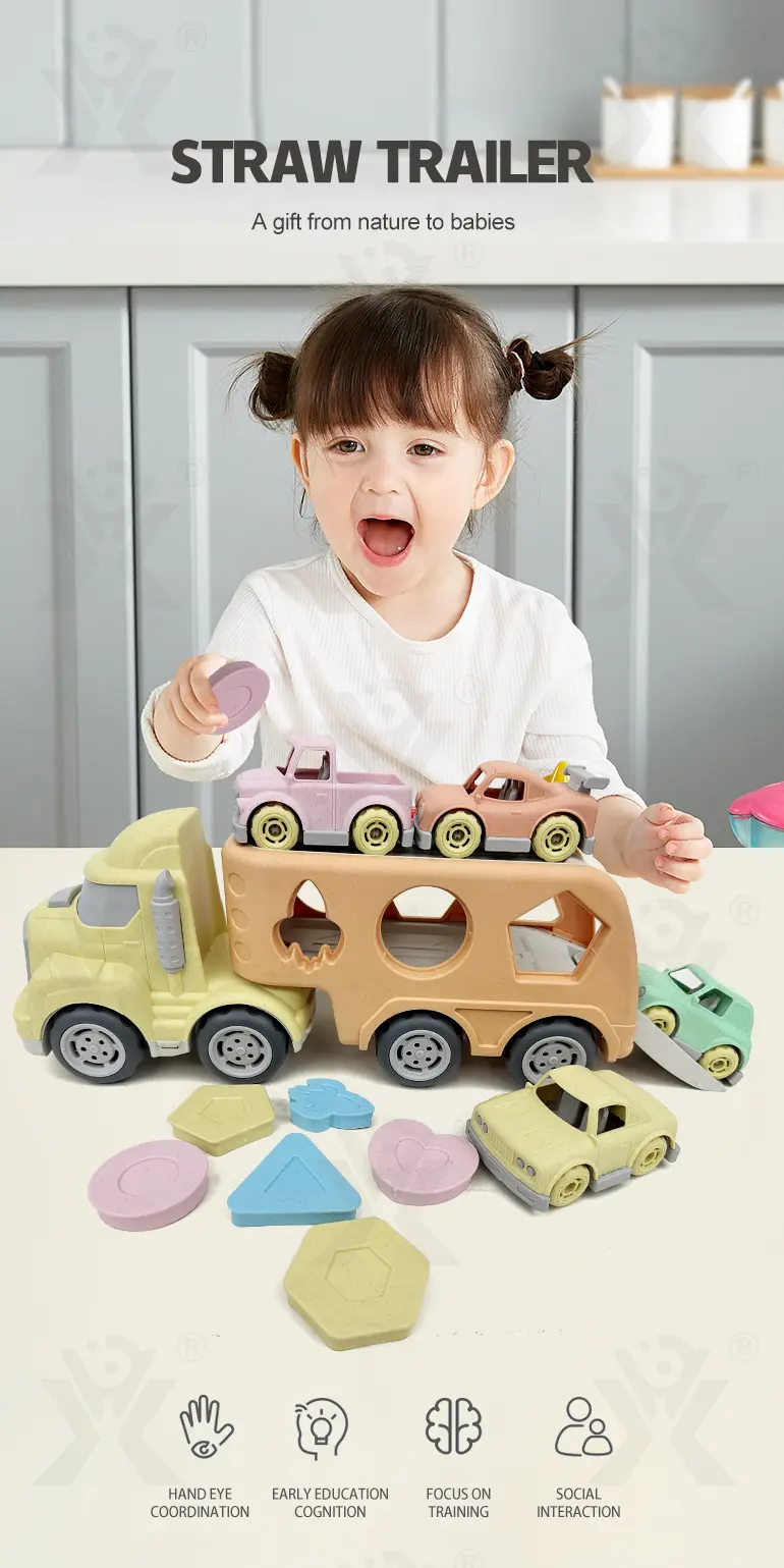 Wheat Straw Car Toy, Trailer Truck (TG4283247) — product detail panel 1