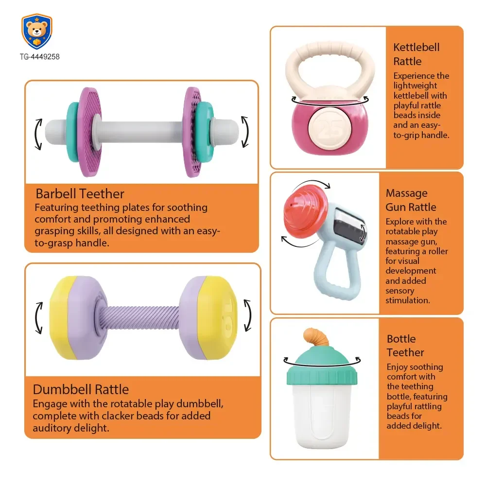 Baby Teether and Rattle Set, Fitness Theme — product view 5