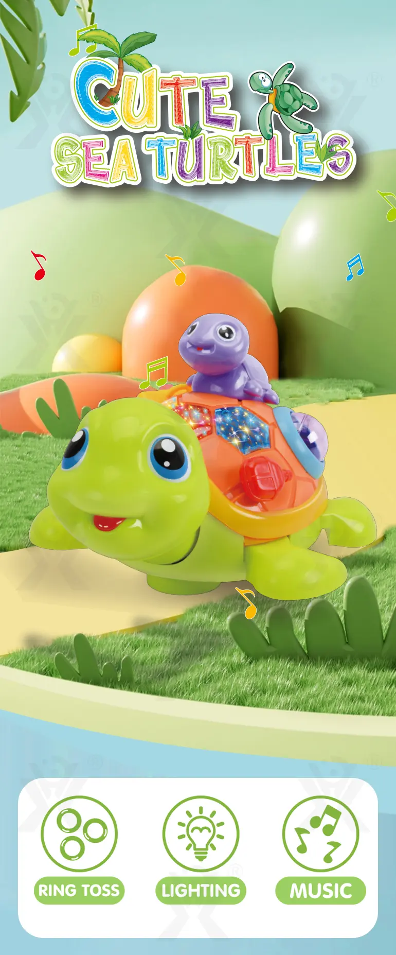 Electric Turtle Toy with Musical Light -China Toy Factory (TG1037039) — product detail panel 1