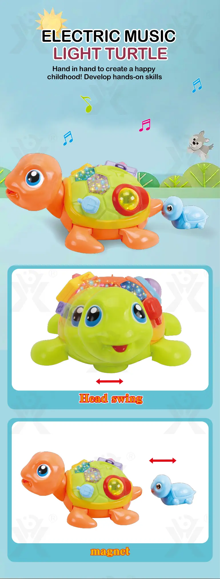 Electric Turtle Toy with Musical Light -China Toy Factory (TG1037039) — product detail panel 2
