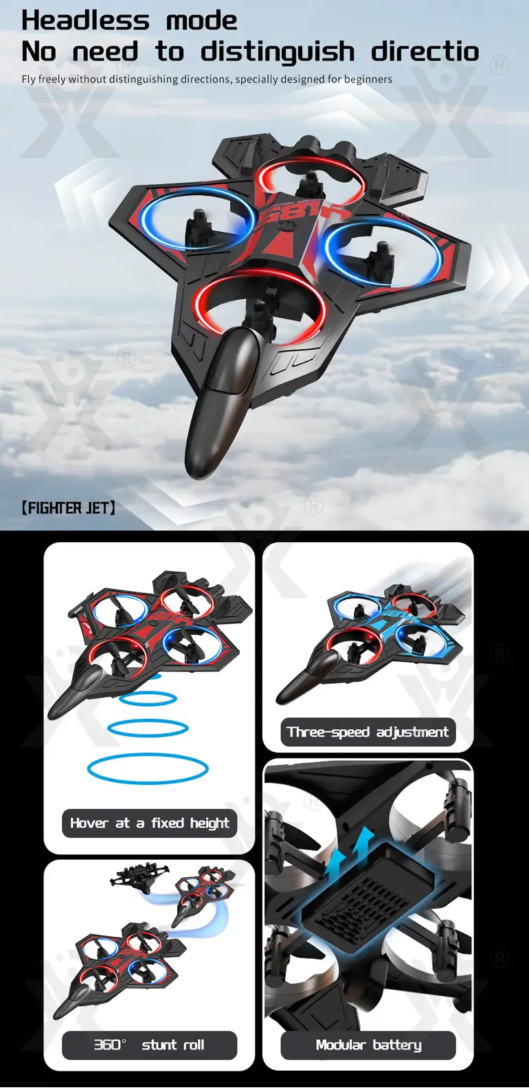 EPP Foam RC Fighter Toy, Modular Battery Detach (TG5168329) — product detail panel 1