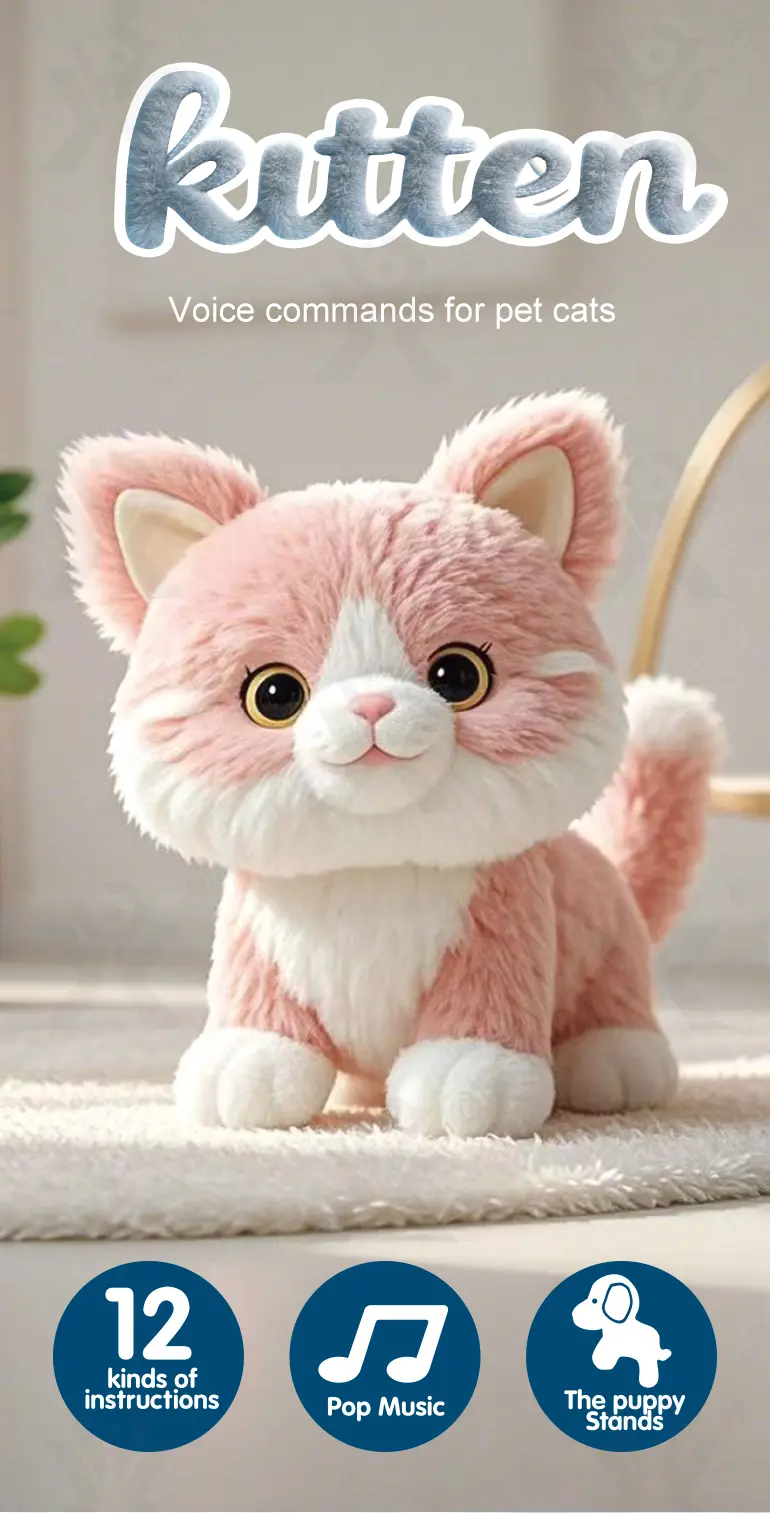 Interactive Plush Cat, Voice Commands Cute Cats (TG5165069) — product detail panel 1