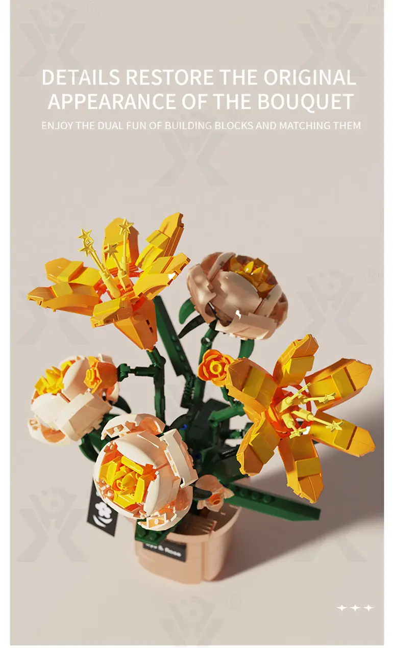 Flower Building Blocks Toy, Decor Use and Fun (TG4307317) — product detail panel 13