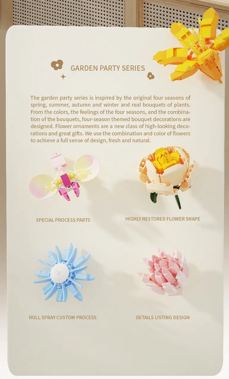 Flower Building Blocks Toy, Decor Use and Fun (TG4307317) — product detail panel 2