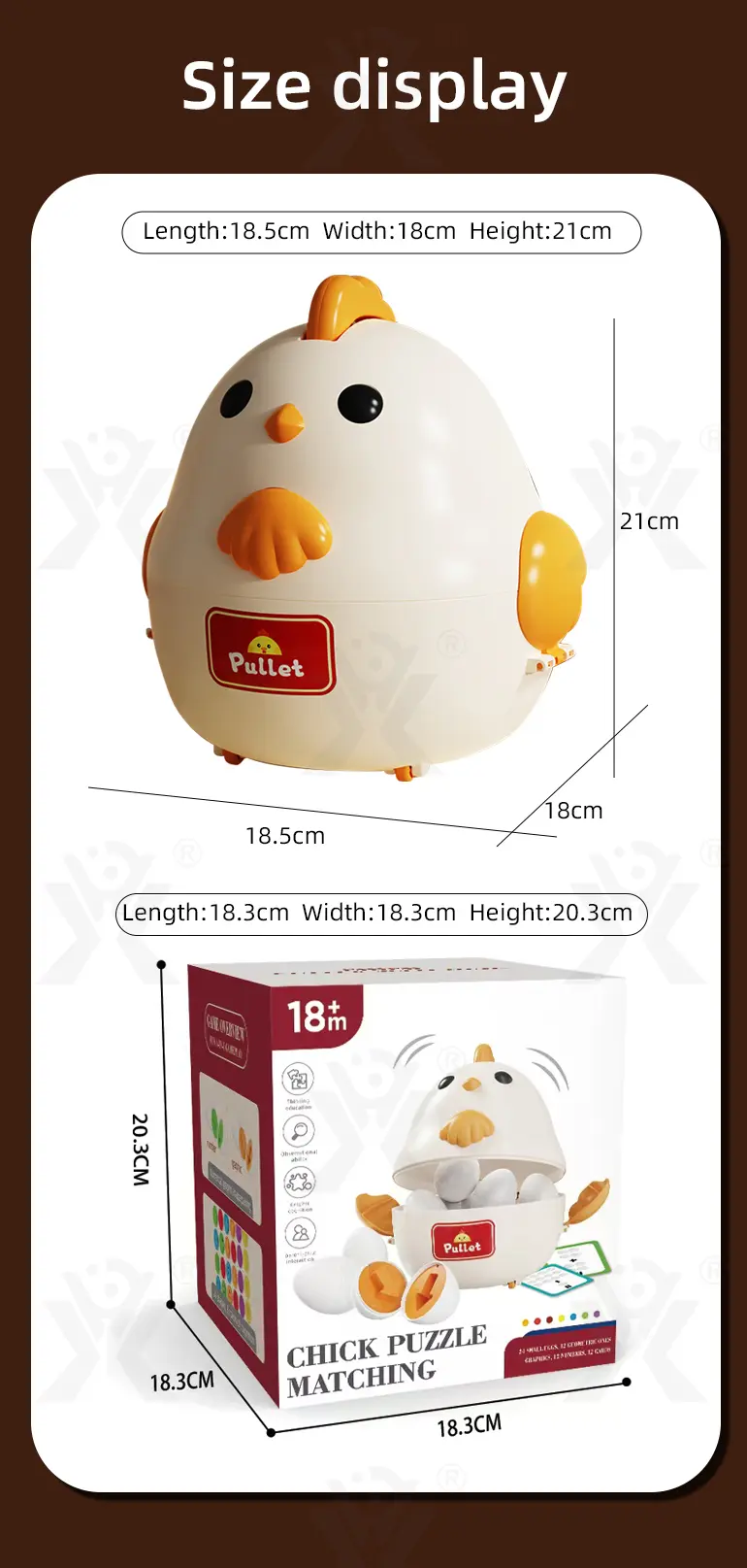 Chick Puzzle Matching Toy, Easter Egg Shape, For Shape and Color Recognition (TG4895478) — product detail panel 10