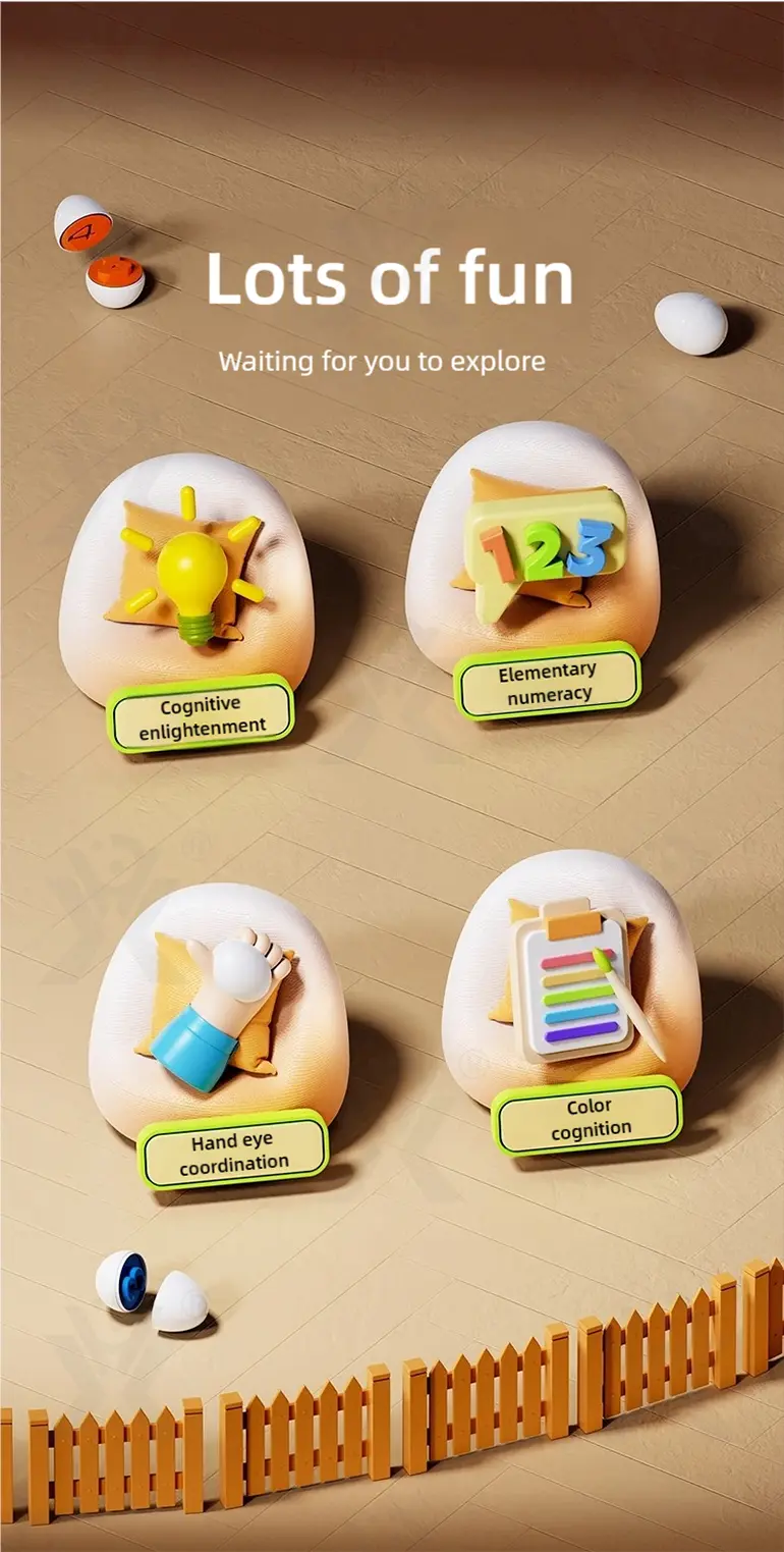 Chick Puzzle Matching Toy, Easter Egg Shape, For Shape and Color Recognition (TG4895478) — product detail panel 2