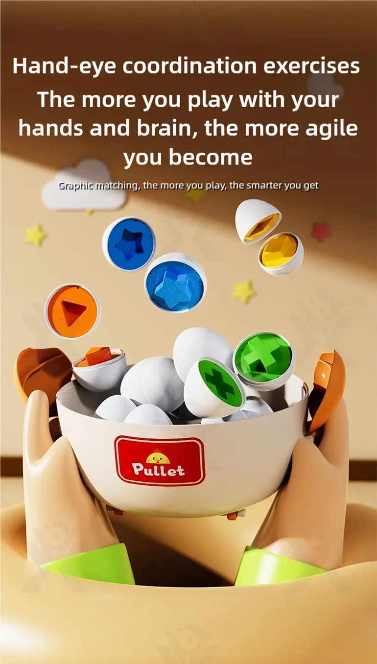 Chick Puzzle Matching Toy, Easter Egg Shape, For Shape and Color Recognition (TG4895478) — product detail panel 3