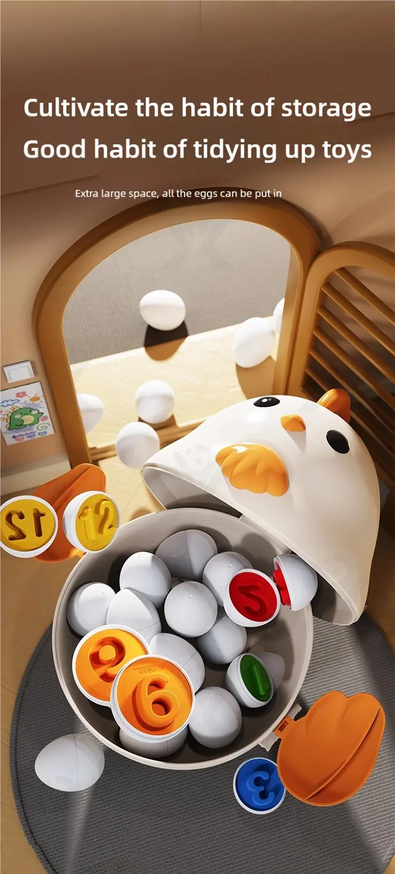 Chick Puzzle Matching Toy, Easter Egg Shape, For Shape and Color Recognition (TG4895478) — product detail panel 6