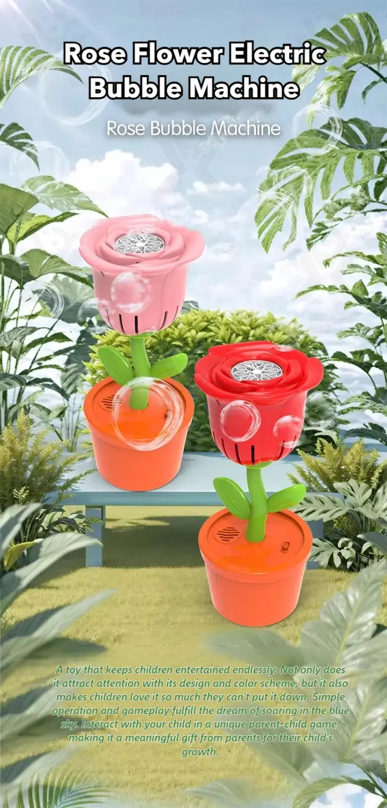 Electric Rose Bubble Machine (TG4908593) — product detail panel 1