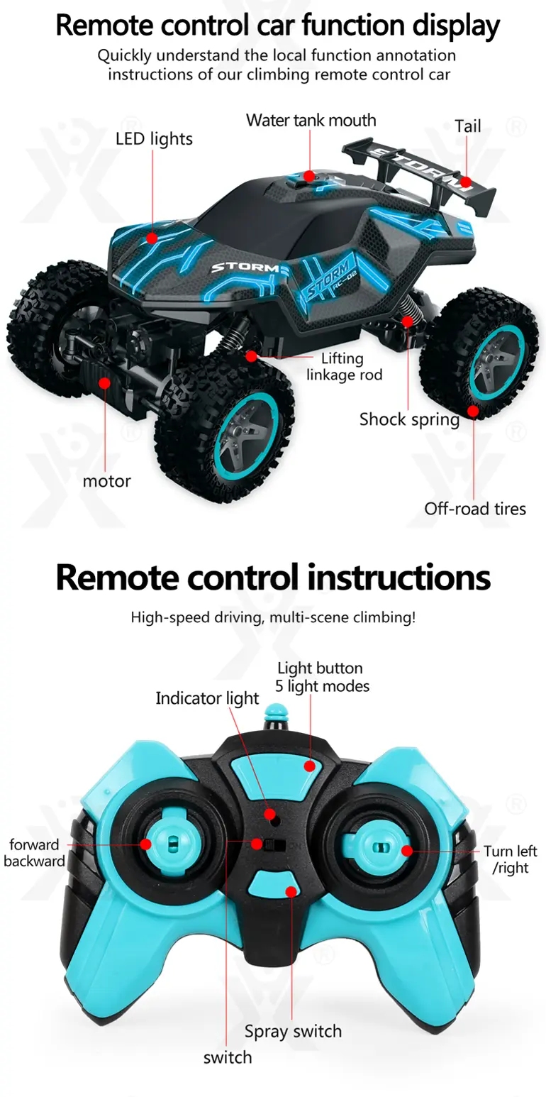 RC Cars 1/16 Scales, Spray Rock Crawler RC Car Toy (TG4279990) — product detail panel 13