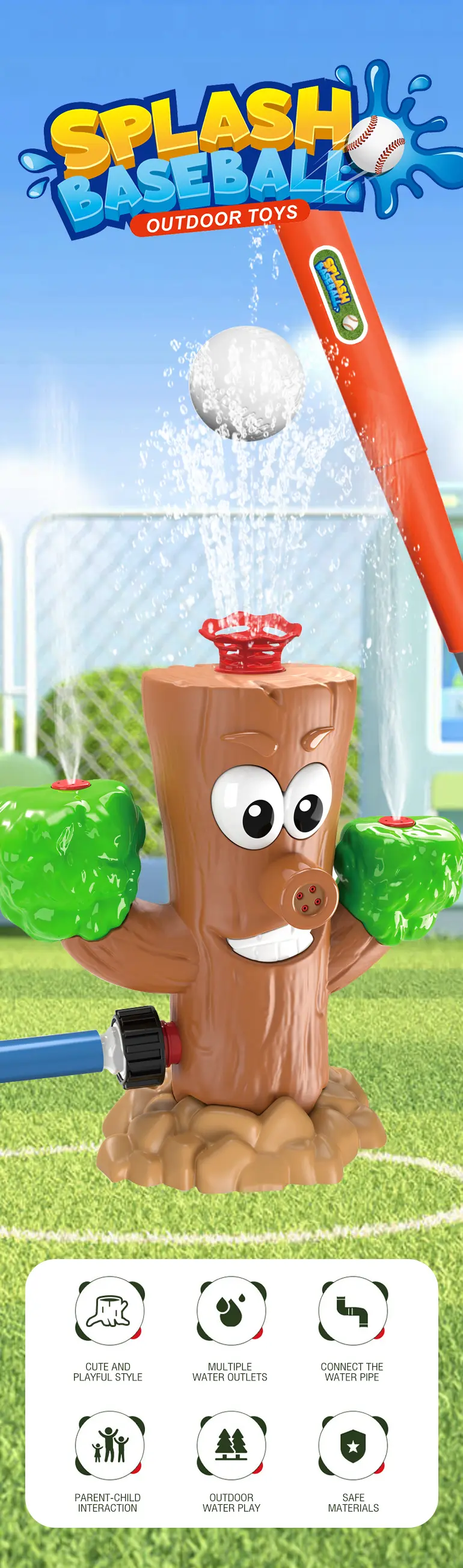 New 2-in-1 Water Sprinkler Baseball Toy for Kids (TG4425086) — product detail panel 1