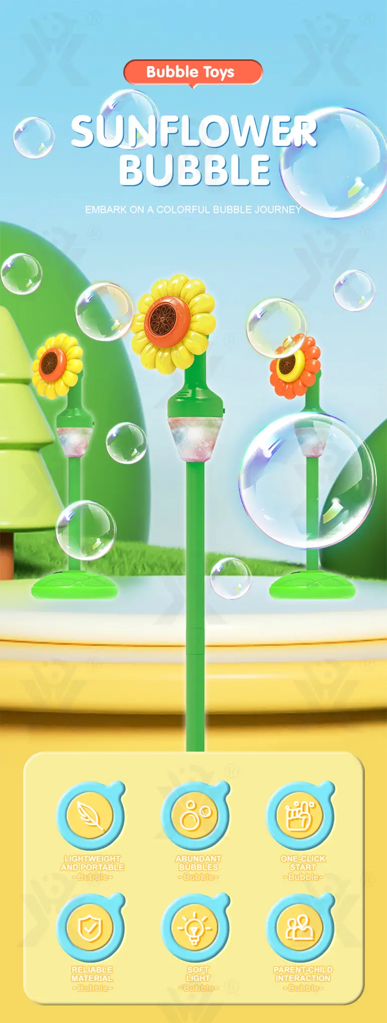 Sunflower Bubble Machine, Best For Party Game (TG5026314) — product detail panel 1