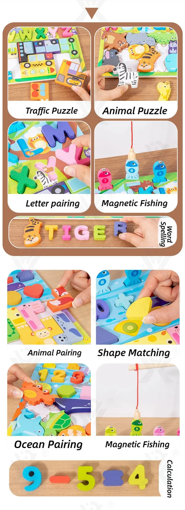 WholesaleKids Wooden Puzzle Toy, Math Game Included (TG4923446) — product detail panel 2