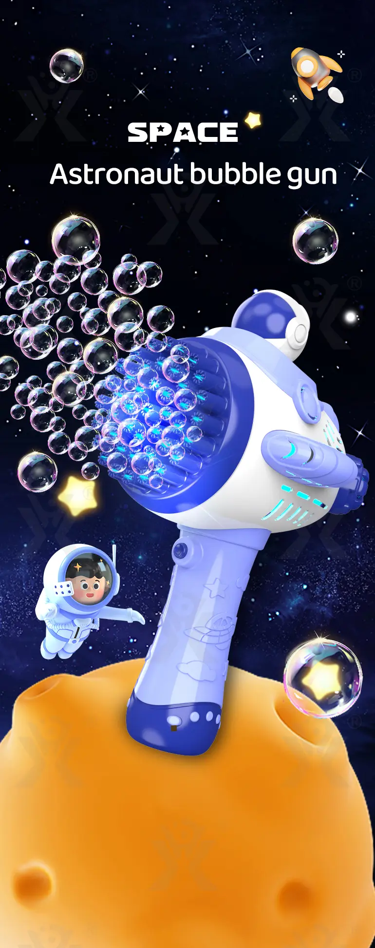 Astronaut Bubble Gun Toy, Spaceman Themed With 45 Holes (TG4208864) — product detail panel 1