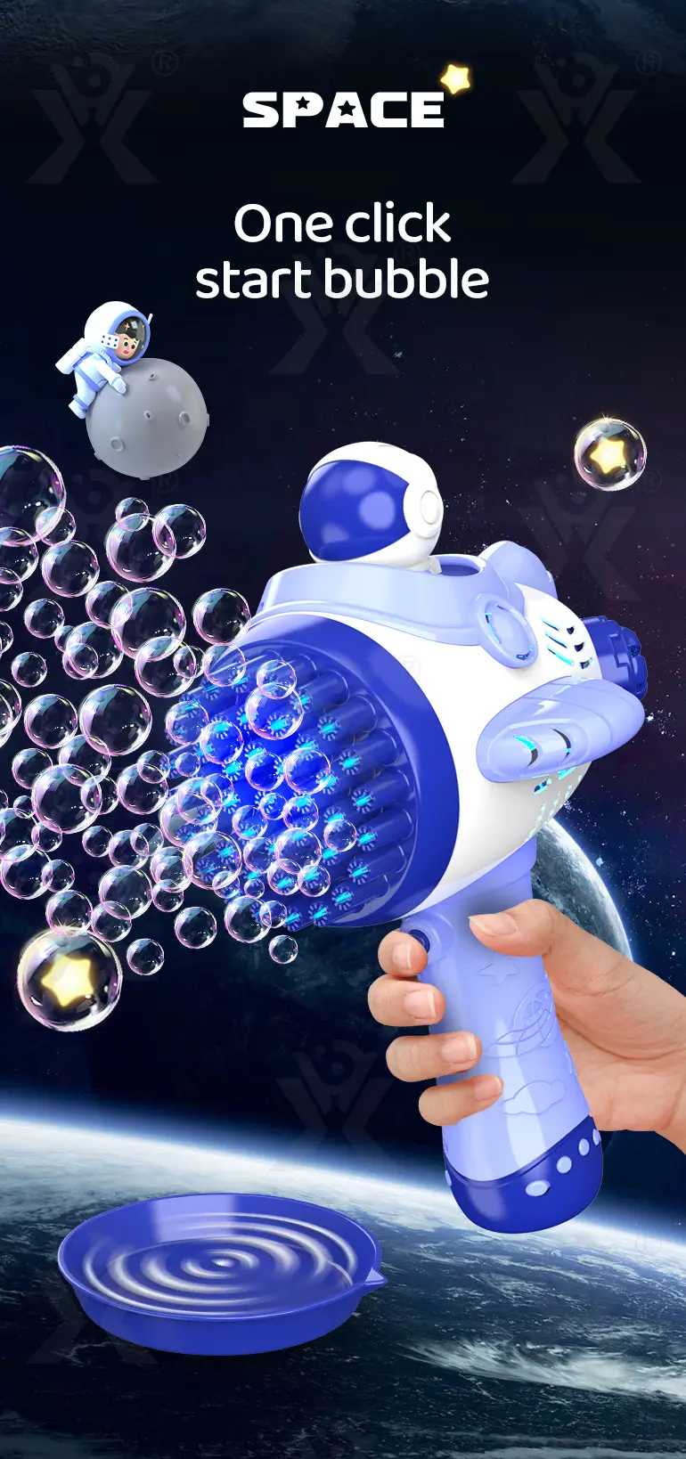 Astronaut Bubble Gun Toy, Spaceman Themed With 45 Holes (TG4208864) — product detail panel 3