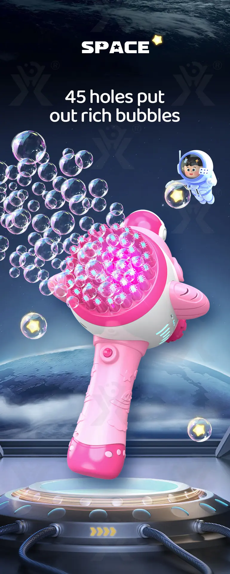 Astronaut Bubble Gun Toy, Spaceman Themed With 45 Holes (TG4208864) — product detail panel 4