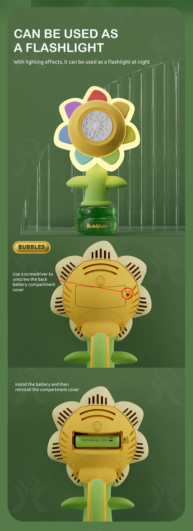 Sunflower Bubble Machine Toy -Summer Toys For Kids Supply (TG4366051) — product detail panel 5