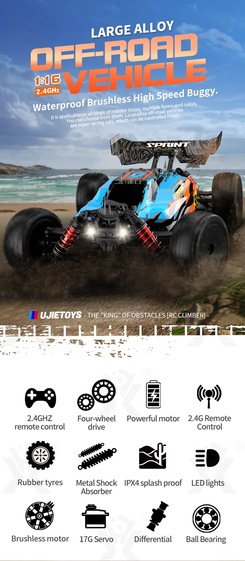 High-Speed RC Car, Fast Remote Control Car with 36KM/H Top Speed (TG4048968) — product detail panel 2