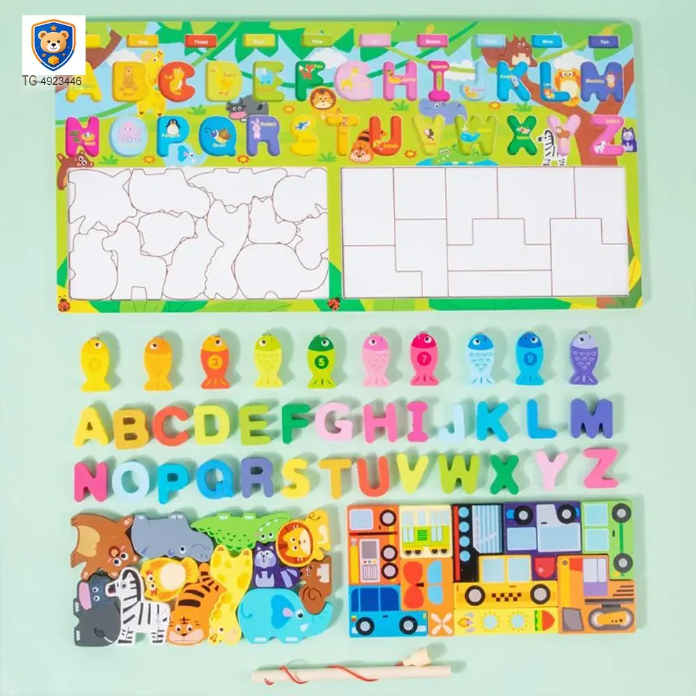 WholesaleKids Wooden Puzzle Toy, Math Game Included — product view 3