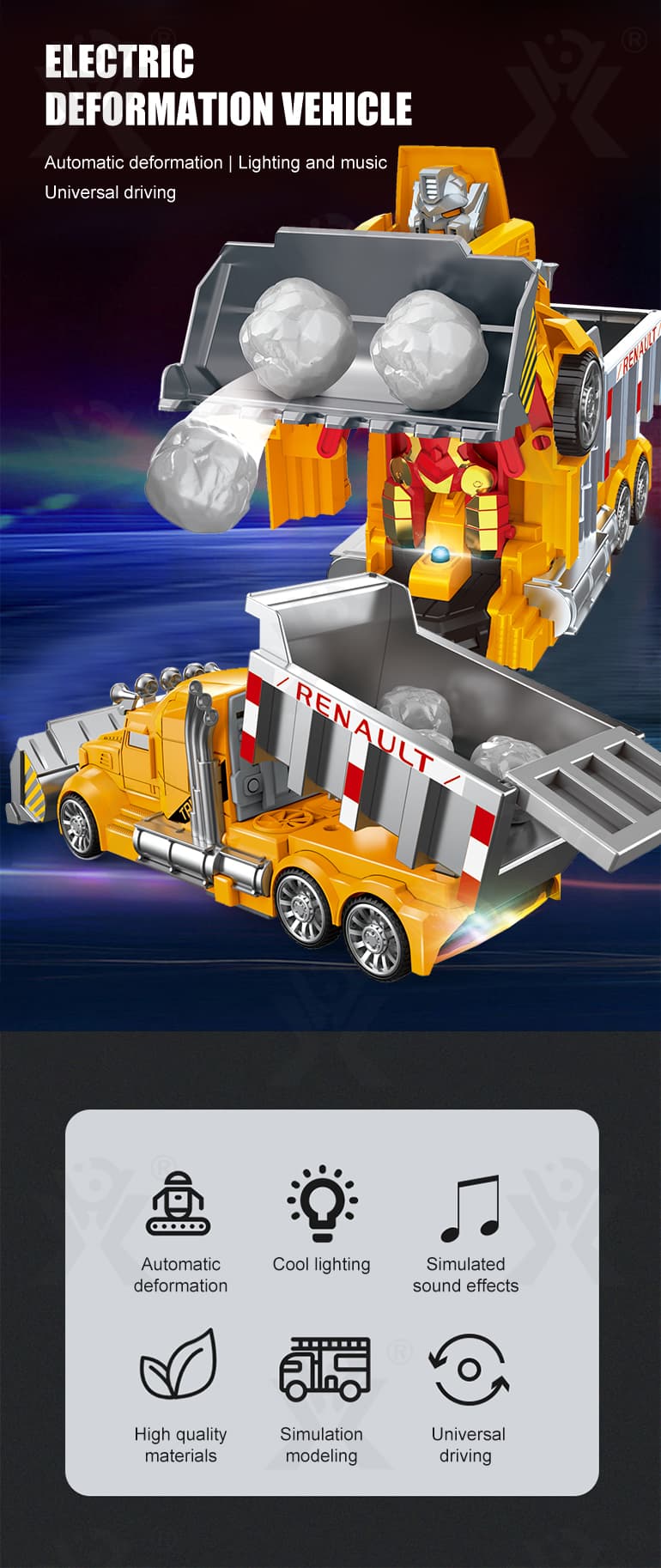 Kids Deformation Bulldozer, Engineer Truck Vehicle Toys Supplier (TG2316375) — product detail panel 1