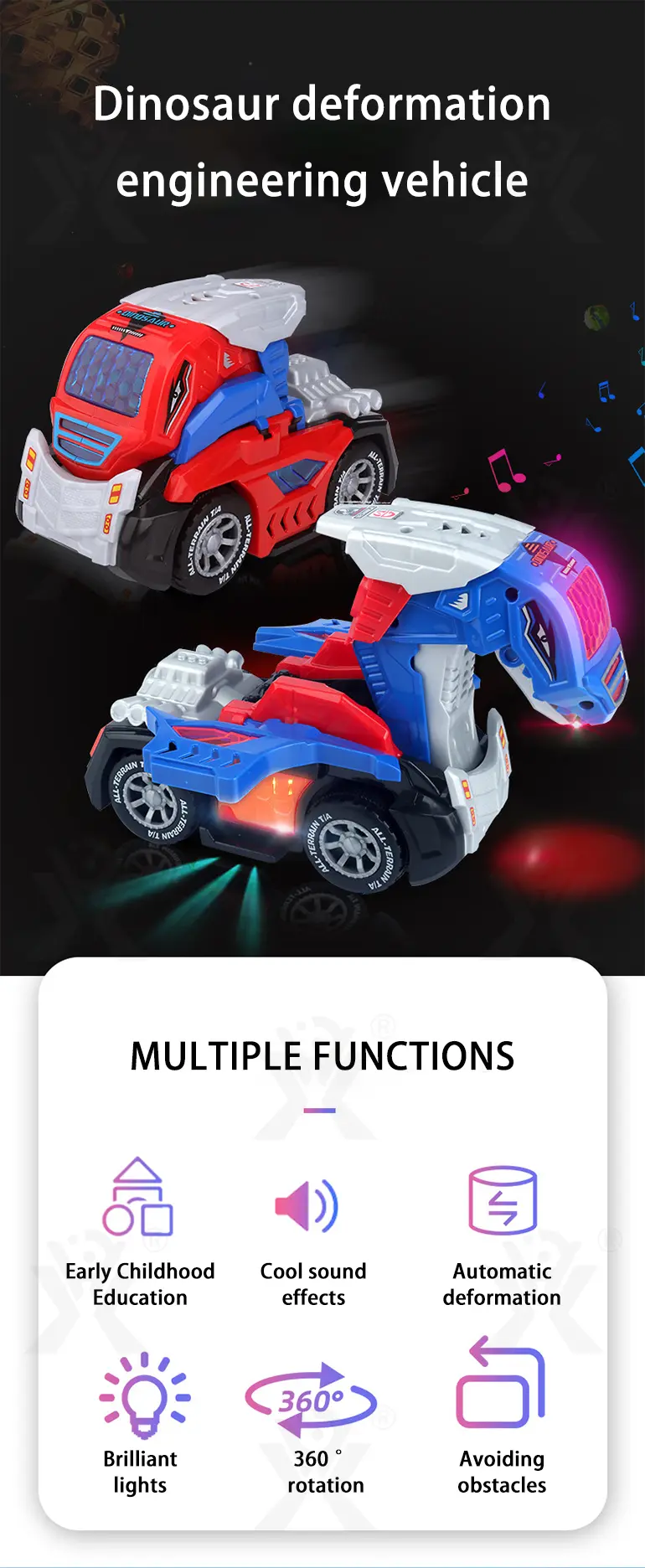 Dinosaur Engineering Car Toy, Deformation Dinosaur Robot Car Toy (TG4470643) — product detail panel 1