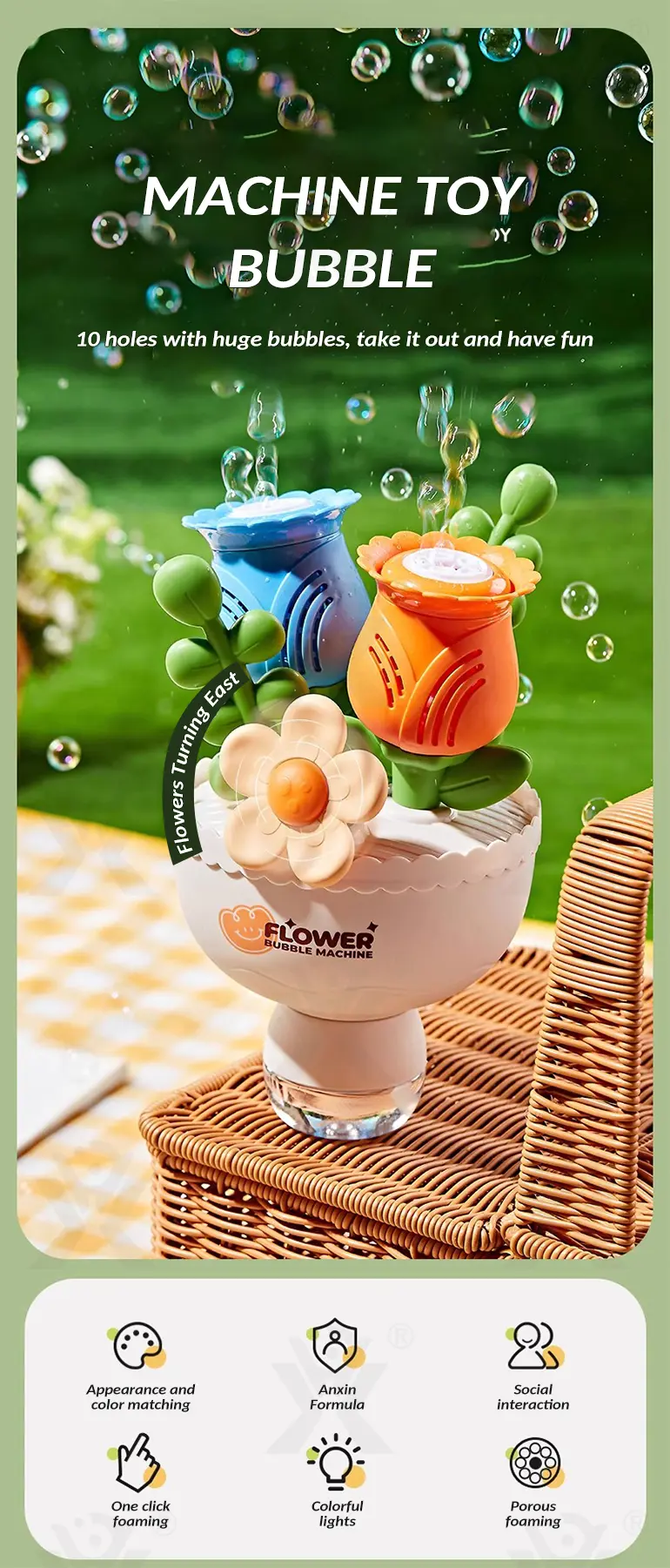 Electric Handheld Flower Bubble Machine Toy (TG4923029) — product detail panel 1