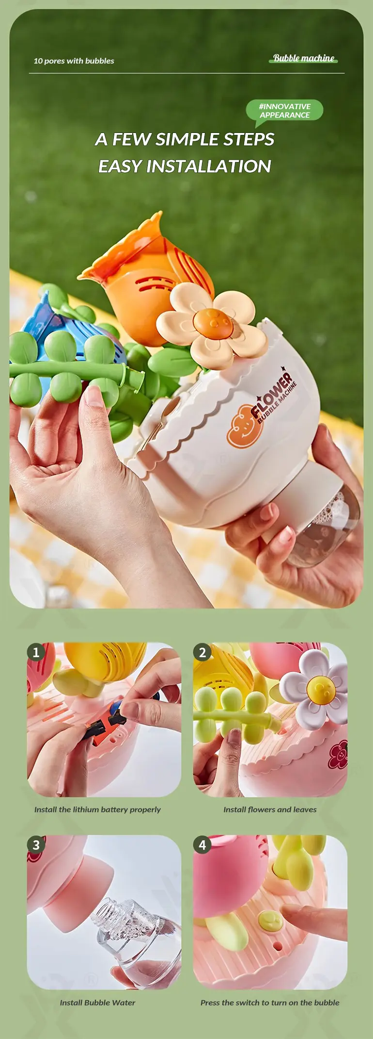 Electric Handheld Flower Bubble Machine Toy (TG4923029) — product detail panel 9