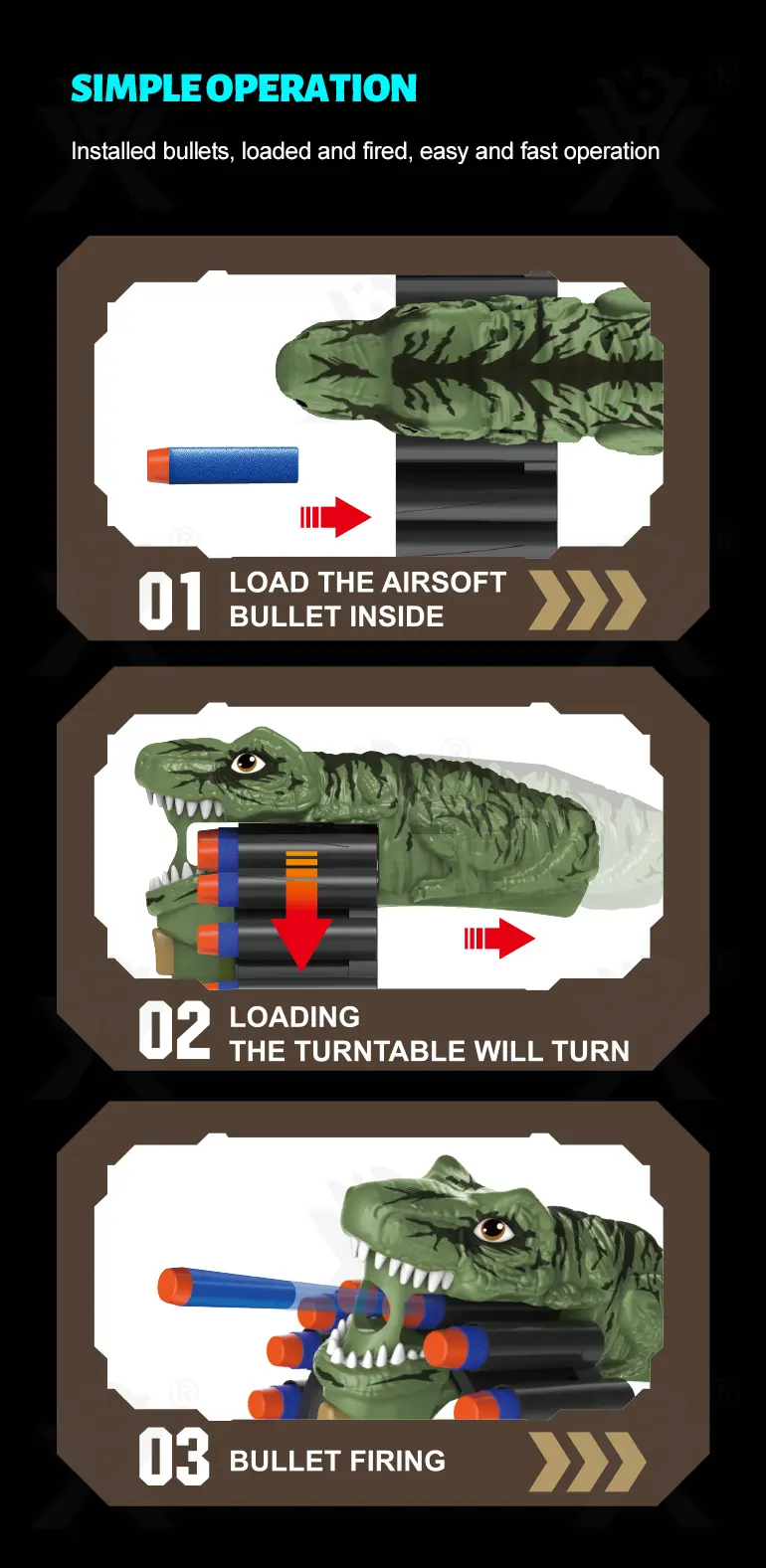 Soft Bullet Gun Toy with Dinosaur Shape (TG3992396) — product detail panel 4