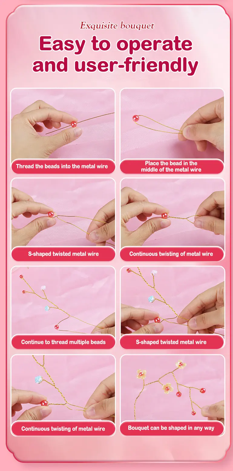 DIY Handmade Floral Toy, Beaded Bouquet Craft Kit (TG4456179) — product detail panel 3