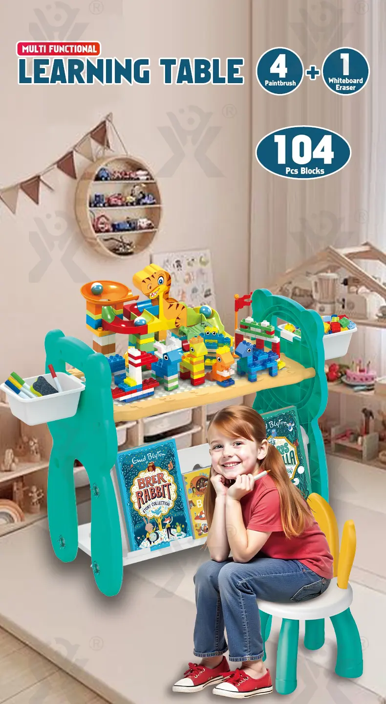 Multi-Functional Learning Table & Art Easel, Drawing Board & Building Blocks Set Toy- Educational Toys Factory Supply (TG5087197) — product detail panel 1