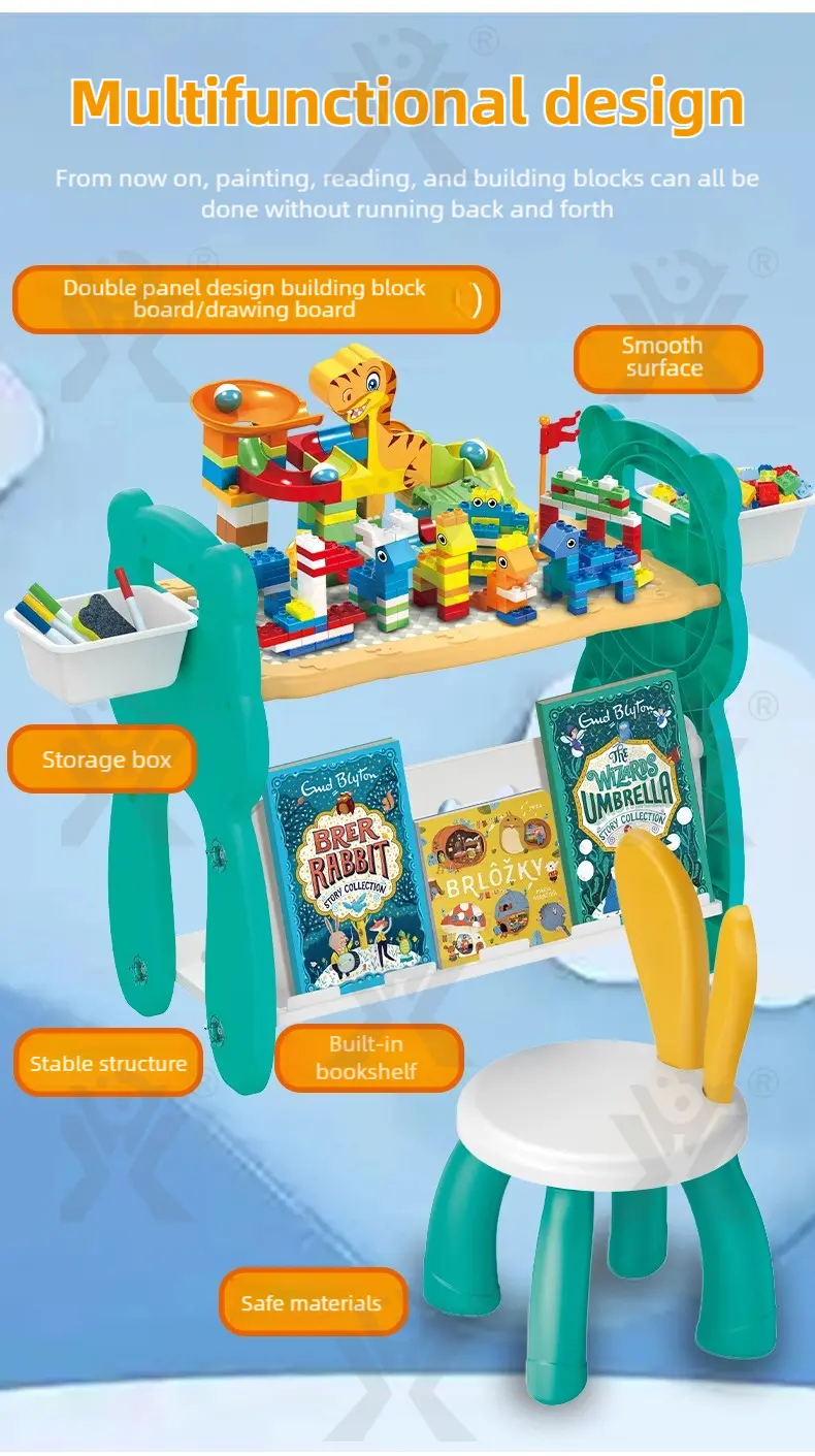 Multi-Functional Learning Table & Art Easel, Drawing Board & Building Blocks Set Toy- Educational Toys Factory Supply (TG5087197) — product detail panel 5