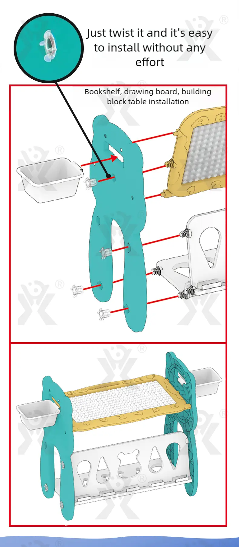 Multi-Functional Learning Table & Art Easel, Drawing Board & Building Blocks Set Toy- Educational Toys Factory Supply (TG5087197) — product detail panel 6