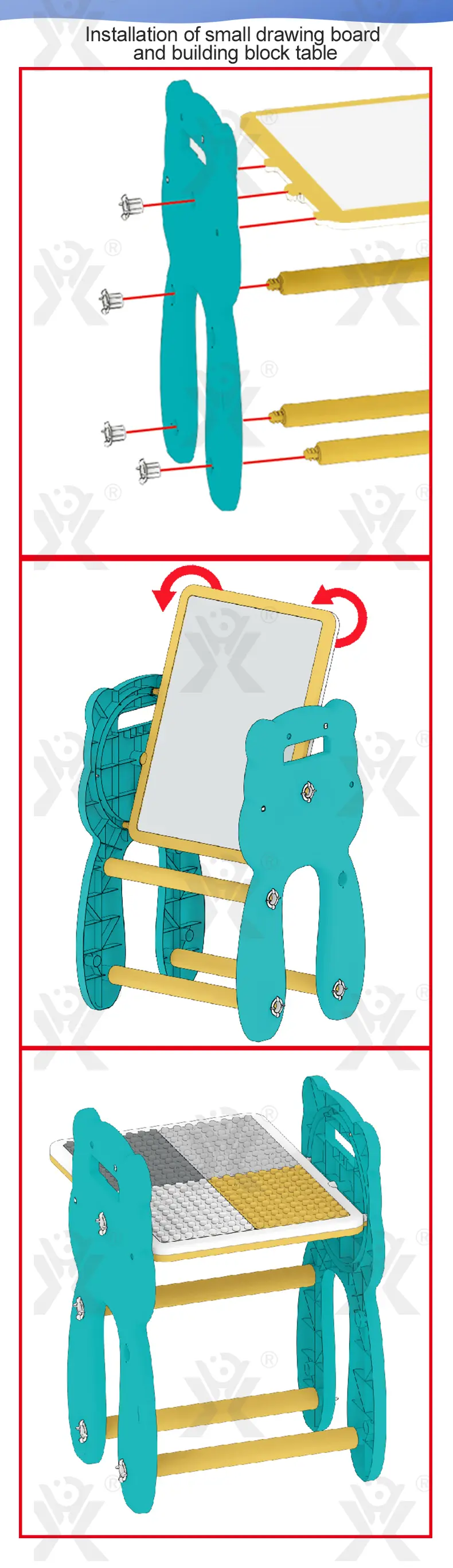 Multi-Functional Learning Table & Art Easel, Drawing Board & Building Blocks Set Toy- Educational Toys Factory Supply (TG5087197) — product detail panel 7