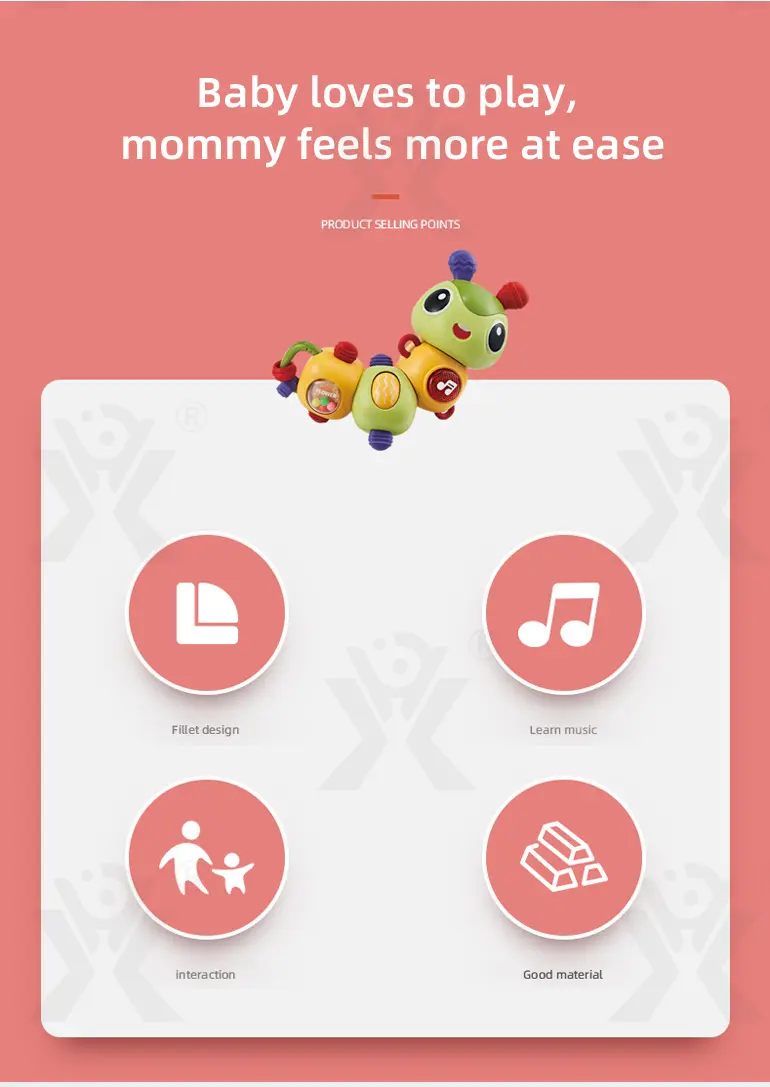 Electric Caterpillar Toy with Music, Sound, Lighting, and 360 Degree Rotation (TG4164697) — product detail panel 2