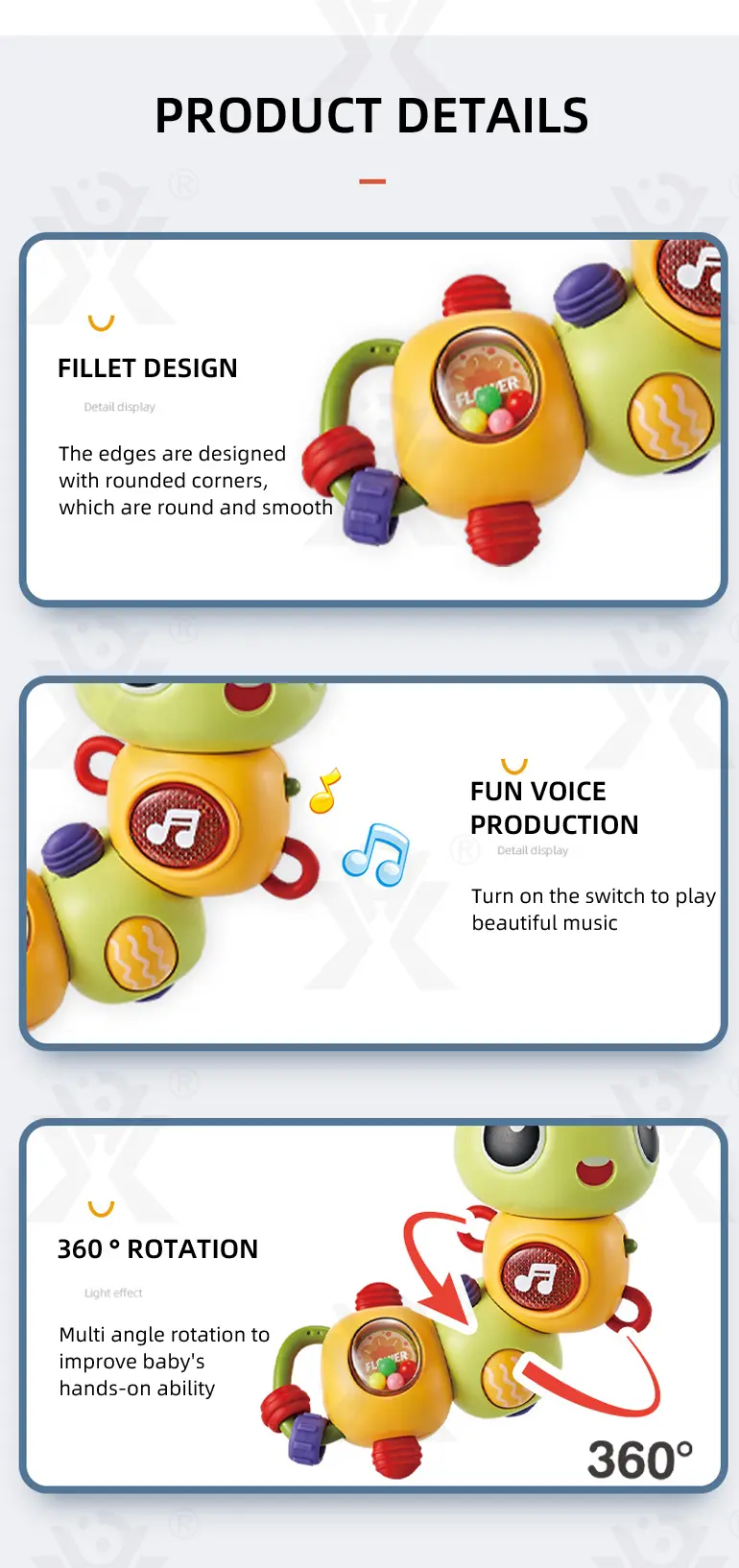 Electric Caterpillar Toy with Music, Sound, Lighting, and 360 Degree Rotation (TG4164697) — product detail panel 5
