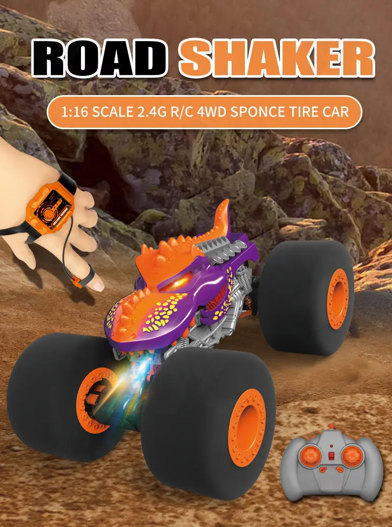Gesture RC Dinosaur Car Toys,1:16 Dinosaur Monster Truck RC Stunt Car with Music Light Spray Mist (TG4153473) — product detail panel 1