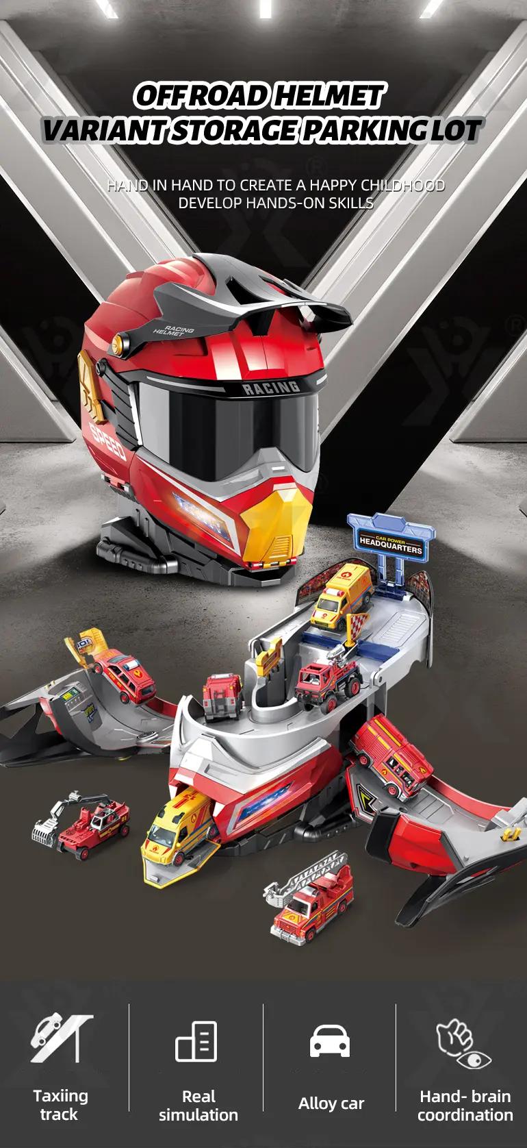 2-in-1 Helmet Transforms Racer Track Set (TG4371411) — product detail panel 1