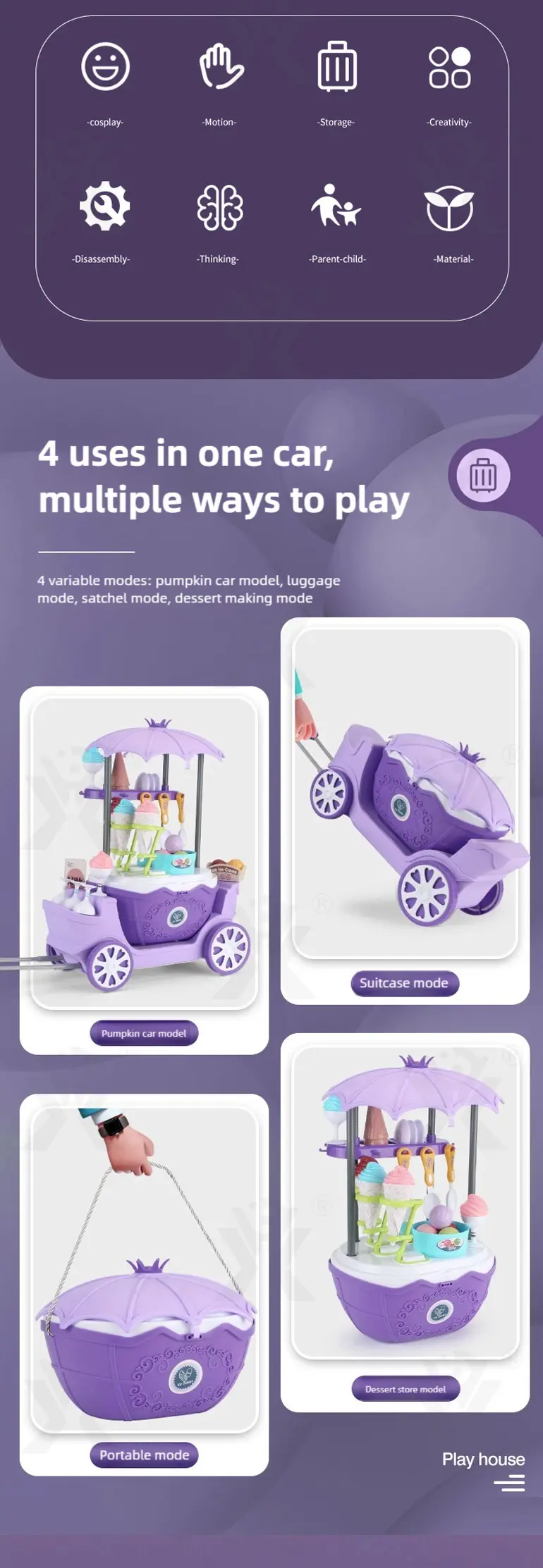 Simulated Ice Cream Princess Cart Toy, Play House Toys (TG4966105) — product detail panel 2