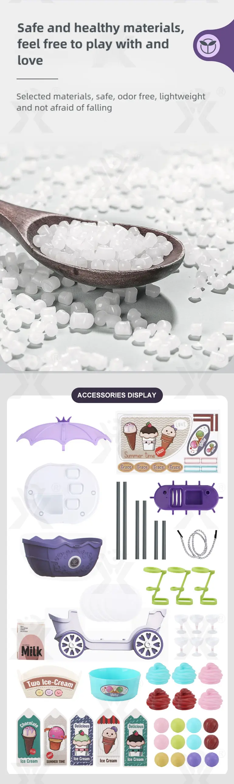 Simulated Ice Cream Princess Cart Toy, Play House Toys (TG4966105) — product detail panel 6