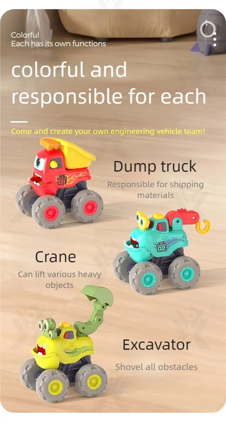 Pull Back Monster Car Toy, Fun Monster Construction Truck (TG4213269) — product detail panel 3