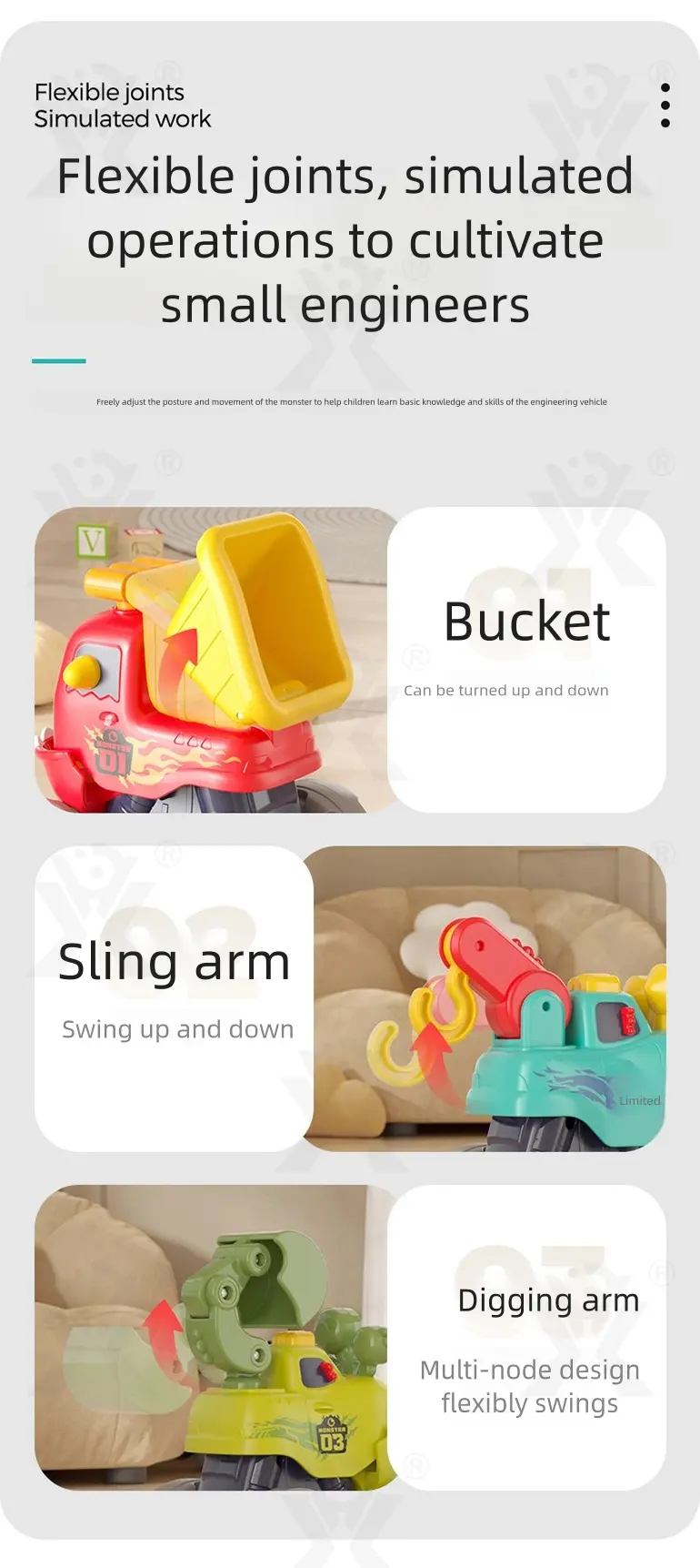 Pull Back Monster Car Toy, Fun Monster Construction Truck (TG4213269) — product detail panel 4