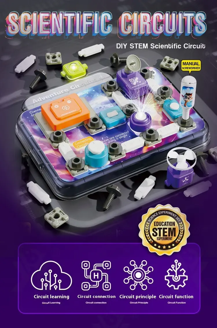Science Toy Set, DIY Scientific Circuits Set, 45 Pieces, 6 Cards (TG5021039) — product detail panel 1