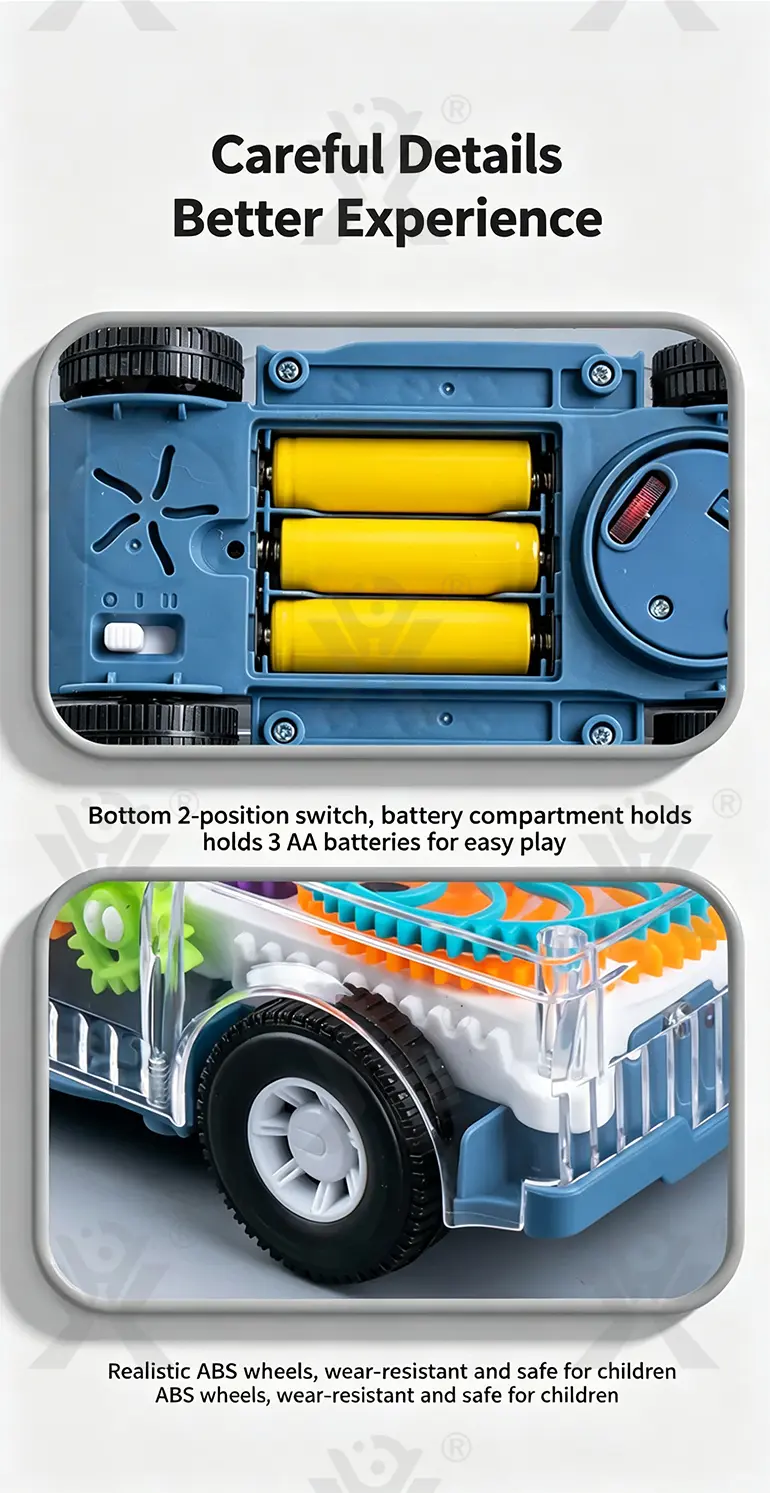Kids Transparent Electric Police Car Gear Toy with Flashing Lights & Music (TG4104713) — product detail panel 6