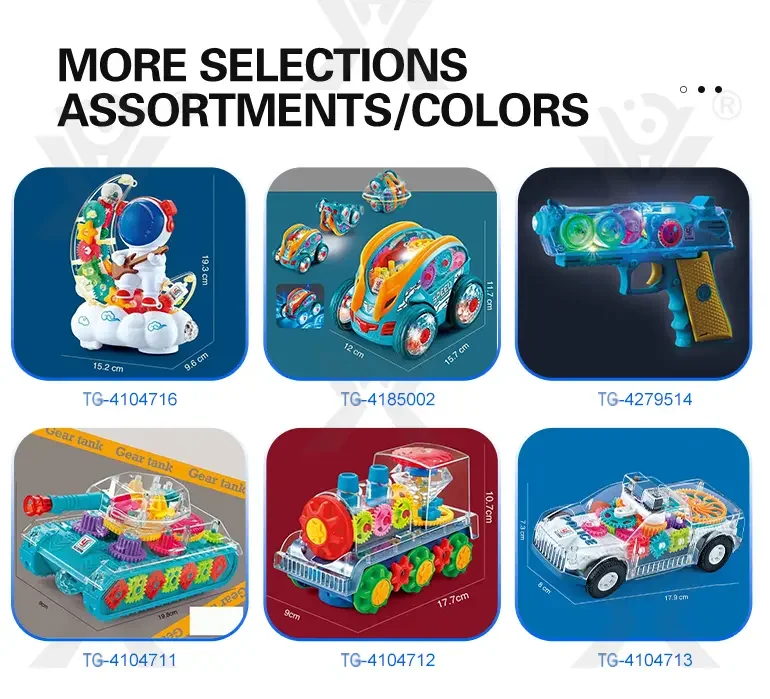 Kids Transparent Electric Police Car Gear Toy with Flashing Lights & Music (TG4104713) — product detail panel 7
