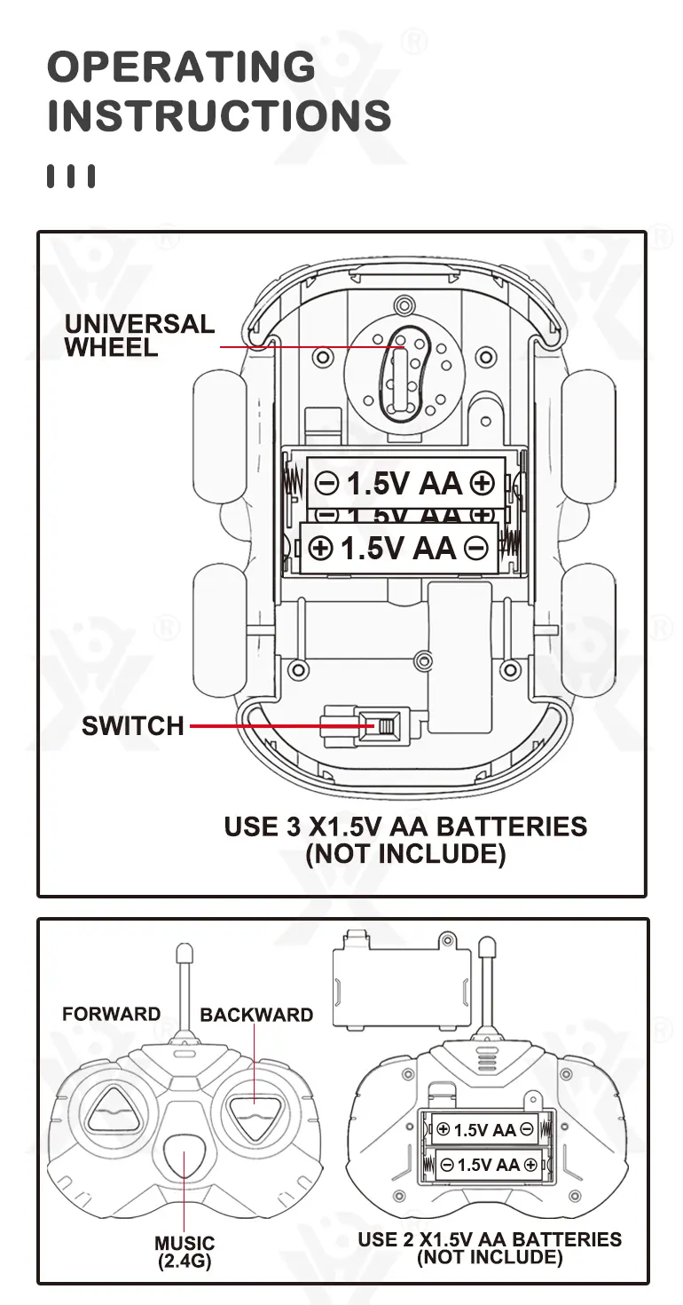 Two Way RC Racing Car Toy, Cartoon Body, Light, and Music (TG2153429) — product detail panel 8