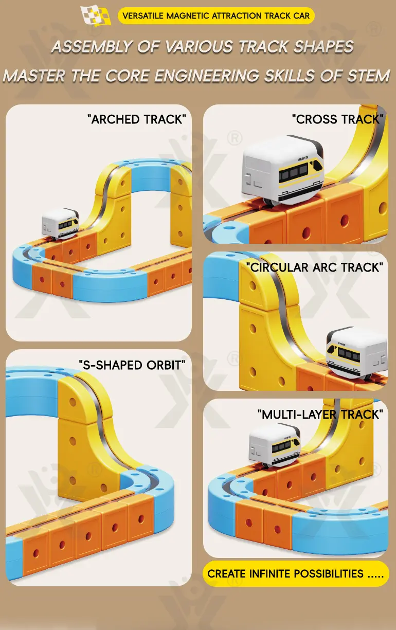 Versatile Magnetic Railcar Toy, 68pcs Electric Magnetic Train Set (TG5114074) — product detail panel 2