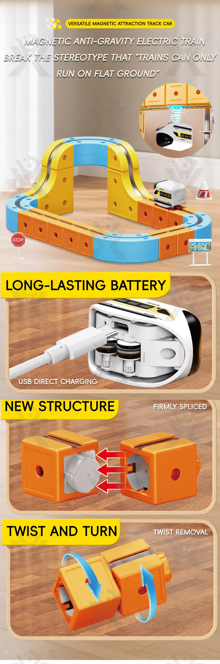 Versatile Magnetic Railcar Toy, 68pcs Electric Magnetic Train Set (TG5114074) — product detail panel 3